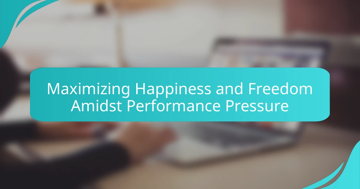 Maximizing Happiness and Freedom Amidst Performance Pressure